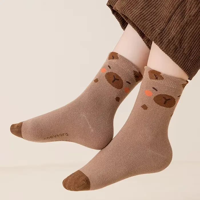 Chaussettes mi-tube en coton ours mignon pour enfants