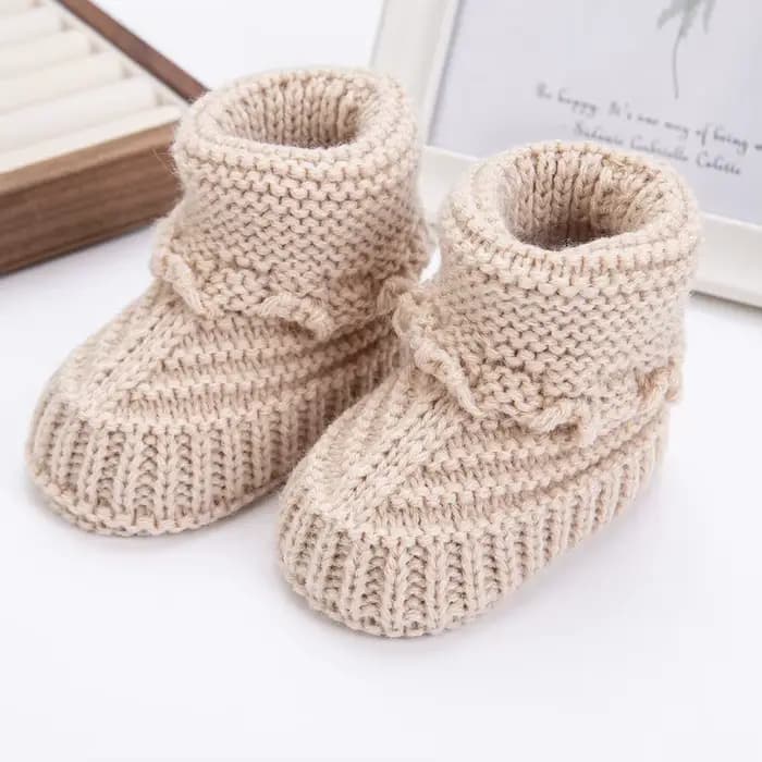 2 pièces/paire bébé tricot chaussettes 0-12M solide Cochet marche