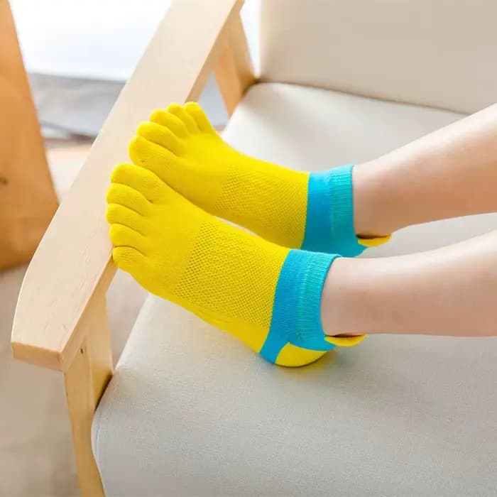 Chaussettes de sport respirantes en coton à cinq doigts pour femmes