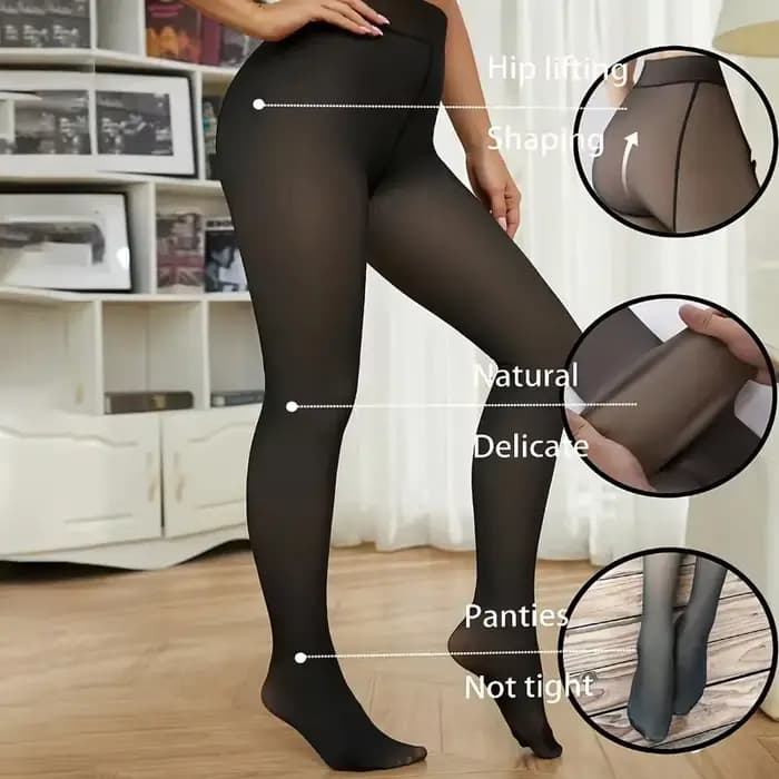 Bas thermiques femmes collants doublés polaire chaud hiver taille haute
