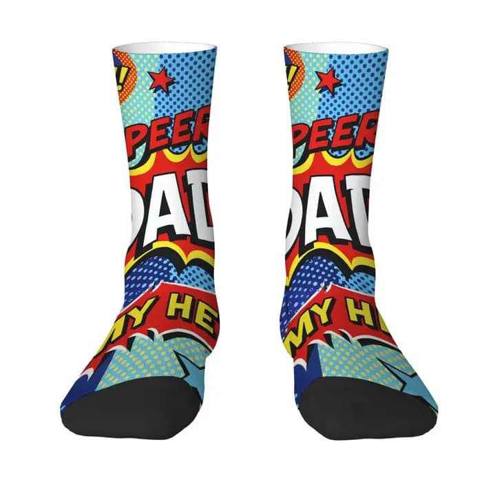 1 paire de chaussettes fantaisie imprimées « Super Dad