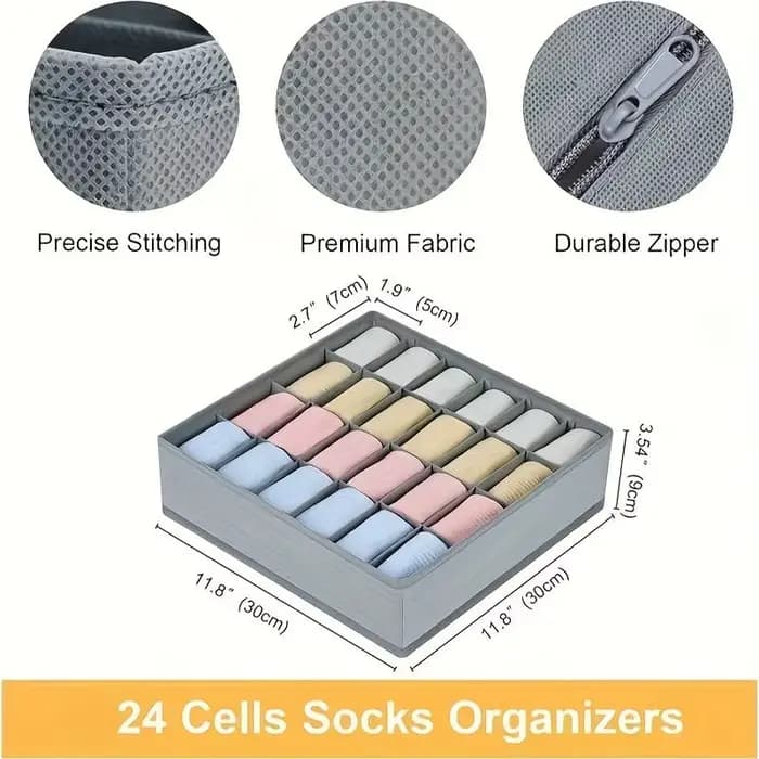 Boîte de rangement pliable à 24 compartiments, organiseur en tissu pour chaussettes et sous-vêtements, pour armoire, tiroir, organisation de la maison