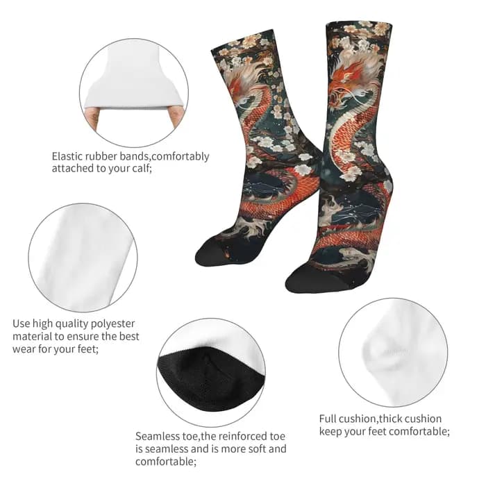 Chaussettes personnalisées Dragon rouge pour hommes et femmes, nouveauté chaude à la mode, symbolise la chance, cadeau du nouvel an, chaussettes d'équipage