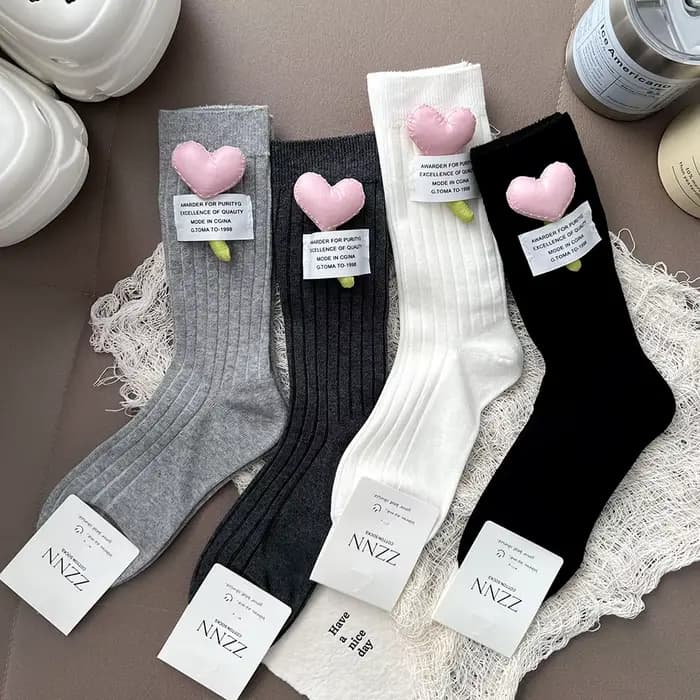 Chaussettes coréennes 3D Love Kawaii pour femmes, en coton de haute qualité, mignonnes, douces, Style académique JK, chaussettes polyvalentes et confortables pour filles