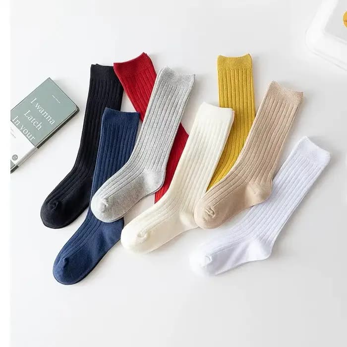 3 paires/lot bébé genou chaussettes hautes enfants filles garçons doux coton longue chaussette mignon espagnol rayure