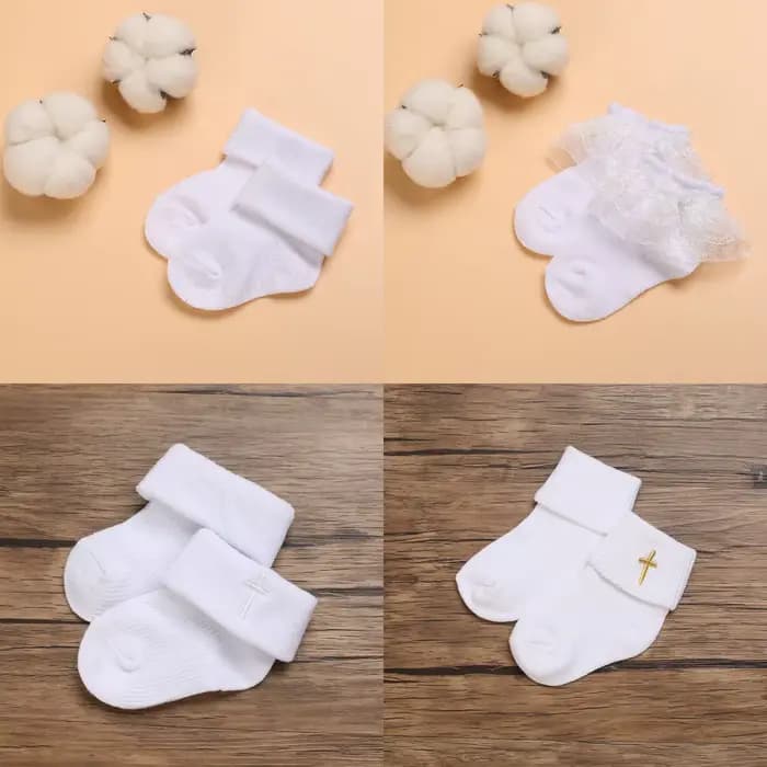 4 paires de chaussettes blanches en coton polyvalentes et adorables pour nouveau-nés garçons et filles de 0 à 1 an