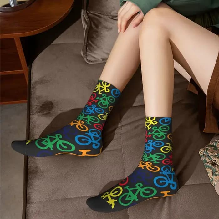 Chaussettes imprimées sans couture arc-en-ciel pour hommes