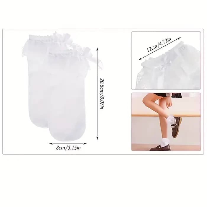 1 paire de chaussettes à volants pour femmes