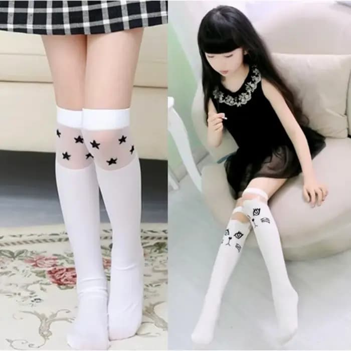 Joli dessin animé enfant Kawaii chaussette chat mignon pour princesse filles sur genou chaussettes hautes imprimer Animal longs doux bébé enfants bas