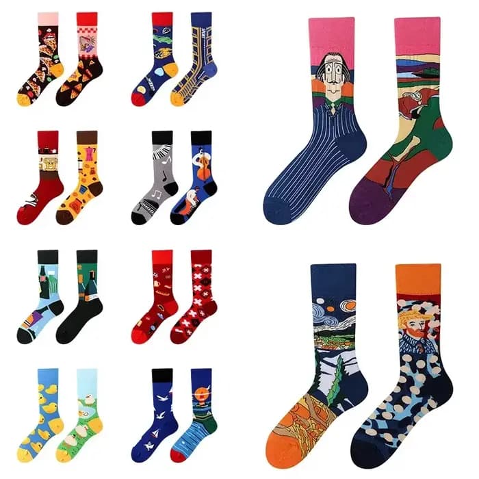 1 paire homme femmes chaussette originale AB marée chaussettes Van Gogh phare animaux marins