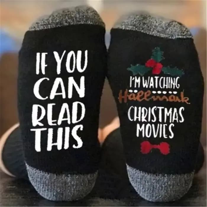 Chaussettes du nouvel an si vous pouvez lire ce que je regarder des films de noël