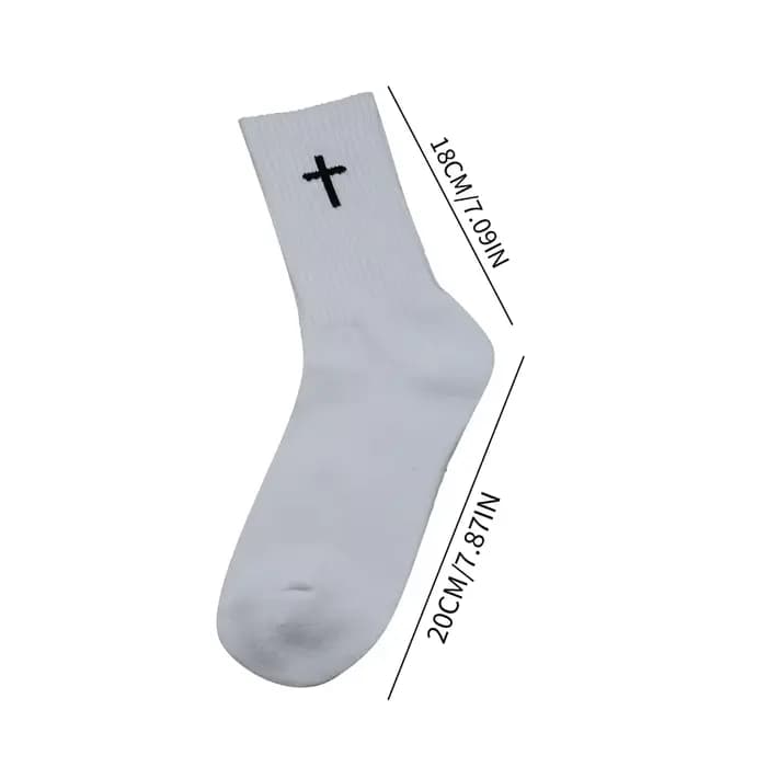 1 paire de chaussettes de sport solides pour hommes, chaussettes décontractées respirantes unisexes mi-mollet, chaussettes de Couple croisées noires/blanches toutes saisons