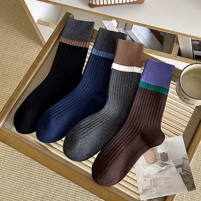 Chaussettes rétro pour femmes, nouvelles couleurs mélangées, décontractées, à la mode, en coton respirant, Style coréen quotidien, amples, confortables