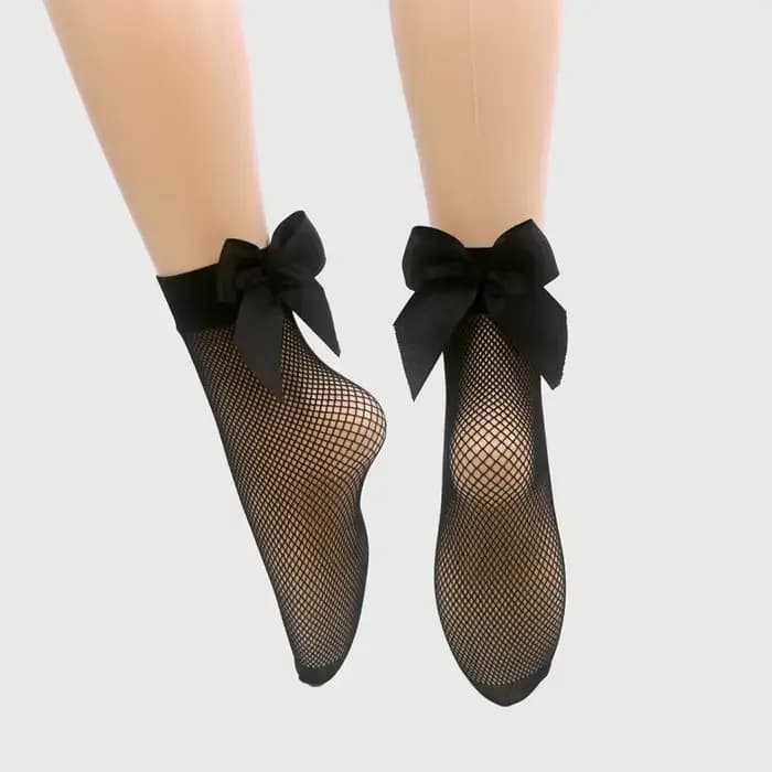 Chaussettes Femme en Maille Nœud Papillon Résille Courtes Vintage Mode Été Fille Kawaii