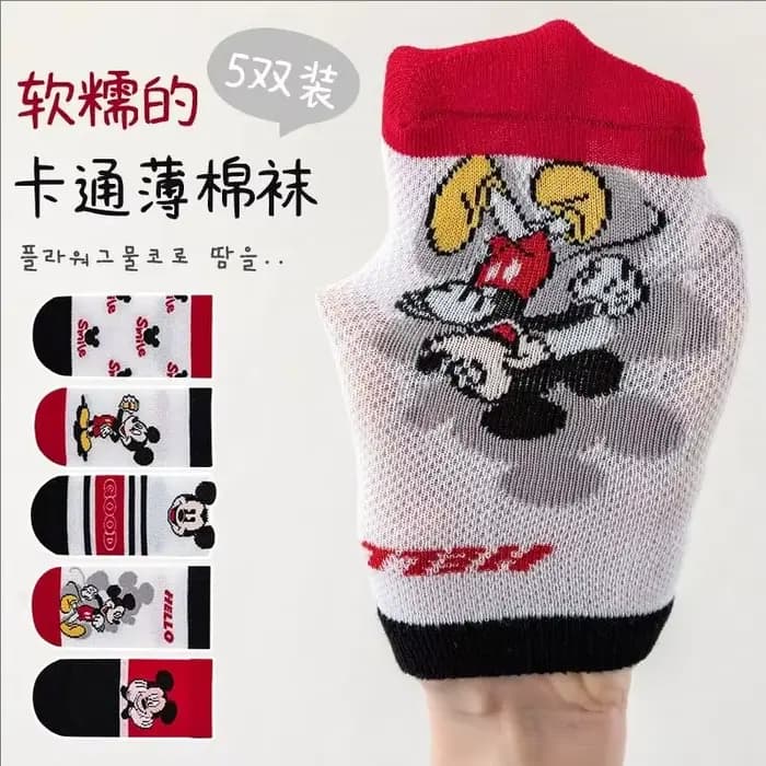 5 paires Mickey enfants chaussette été maille respirant garçon chaussettes courtes drôle enfant dessin animé