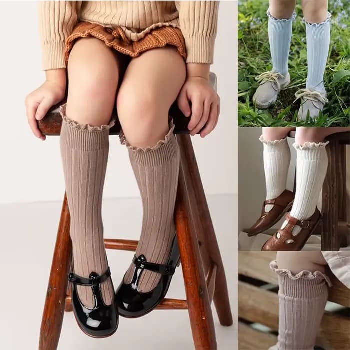 Chaussettes hautes à volants pour enfants de 0 à 8 ans