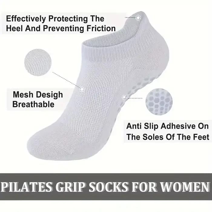 4 paires de chaussettes Pilates à poignée pour femmes, chaussettes athlétiques de Yoga pour Barre, Ballet, entraînement pieds nus