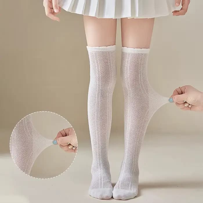 Chaussettes hautes et longues pour enfants filles, bas princesse en maille pour école, printemps et été