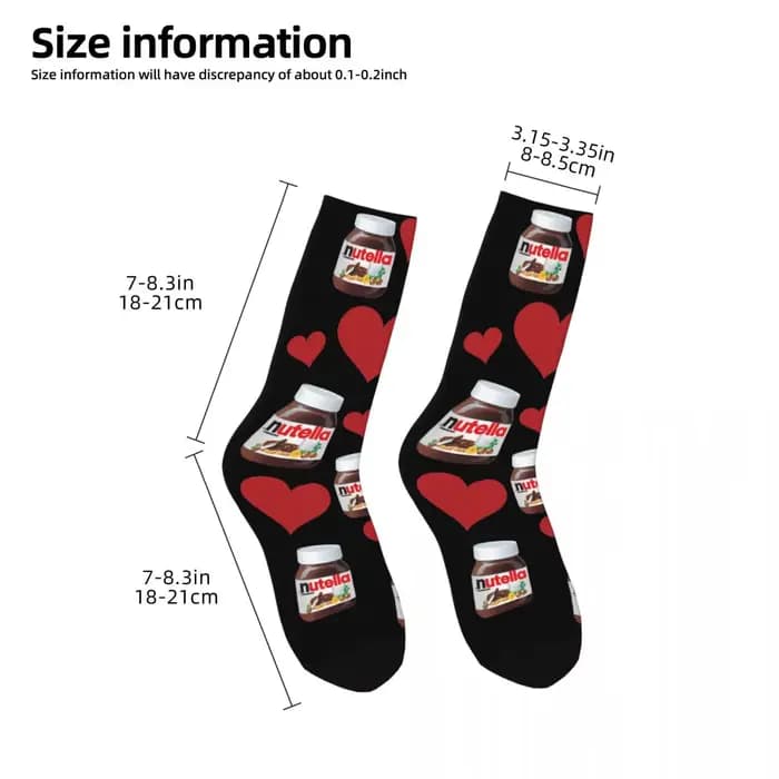 Chaussettes de dessin animé Nutella pour hommes et femmes
