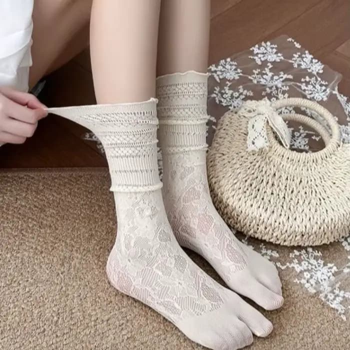 1 à 3 paires disponibles – Chaussettes Tabi japonaises à deux orteils pour femmes