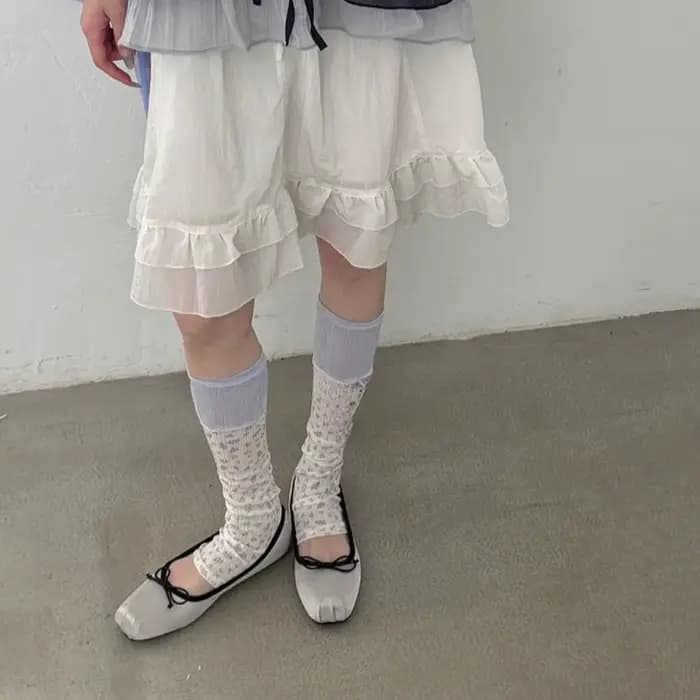 Chaussettes douces et mignonnes pour filles, style rétro français, à motif floral, avec empiècements, style coréen Ins, chaussettes amples pour filles, pour le quotidien, les rendez-vous et le style L