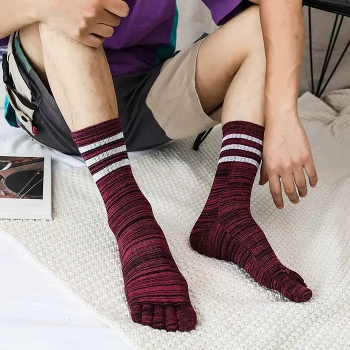 100 coton hommes orteil chaussettes été rayé contraste