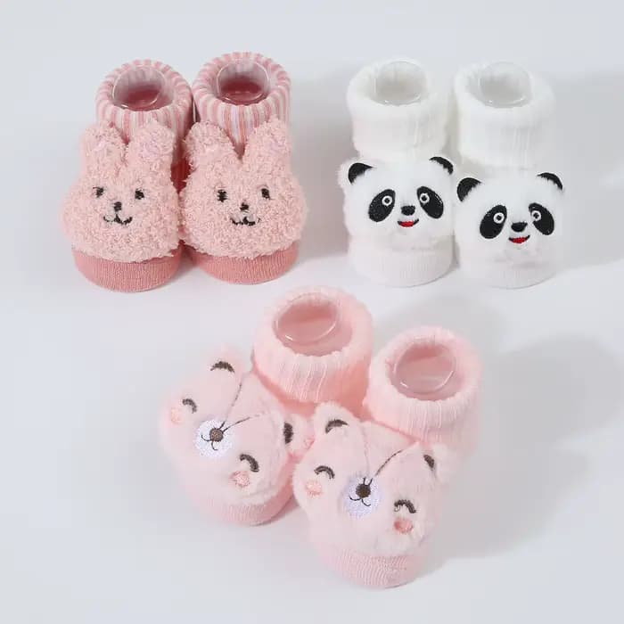 Mignon dessin animé poupée nouveau-né chaussettes printemps nouveau bébé doux solide Prewalker tricoté chaussette pour
