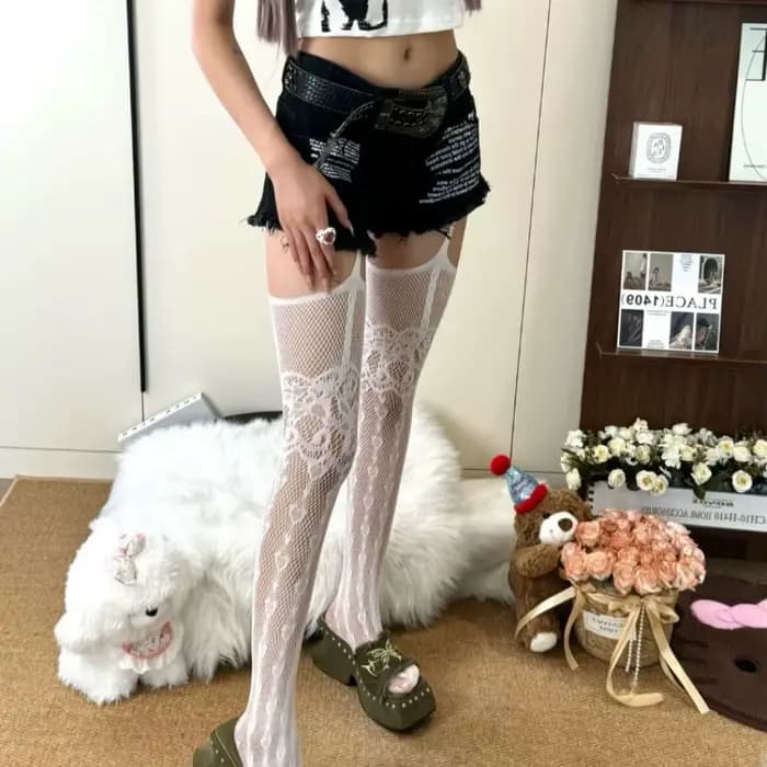 Collants résille ajourés pour femme