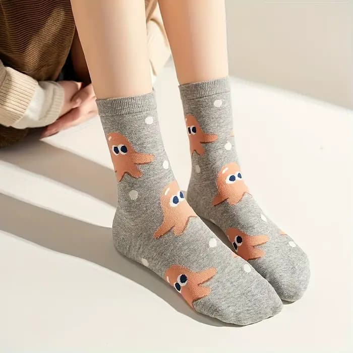 5 paires de chaussettes pour enfants de couleurs mélangées avec des motifs de hamburger et de frites mignons de dessin