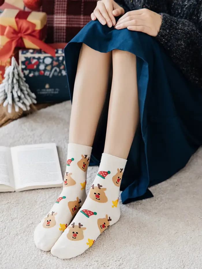 4 paires de chaussettes de noël femme drôle père