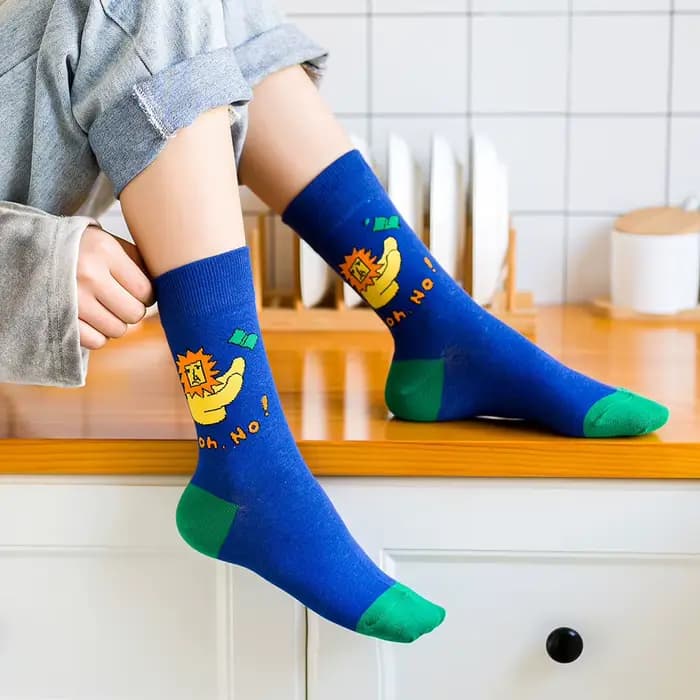 Chaussettes de couple en coton avec des animaux de dessin animé pour hommes et femmes