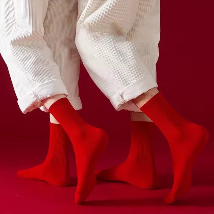 1 paire de chaussettes de vacances rouges unisexes