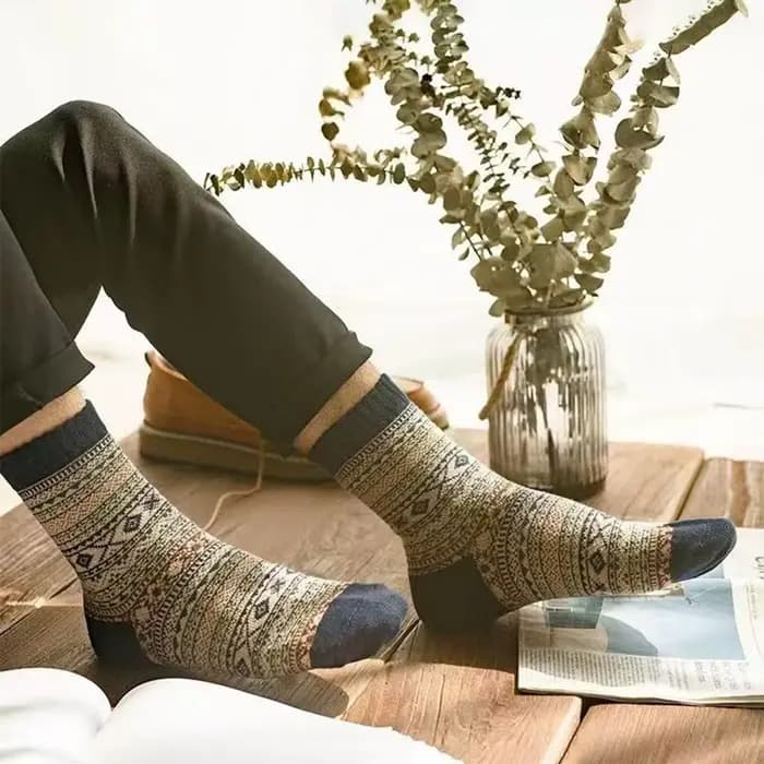 Chaussettes pour hommes rétro ethnique haut Tube Stocks automne hiver épais chaud chaussettes japonais épais Ins chaussettes respirant