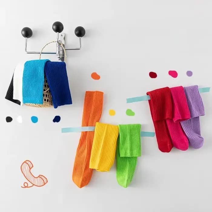 Chaussettes longues en tricot de couleur unie pour garçons et filles