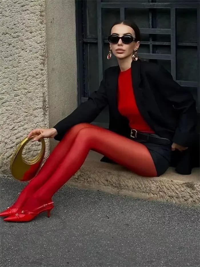 Nouvelles collants rouges pour femme