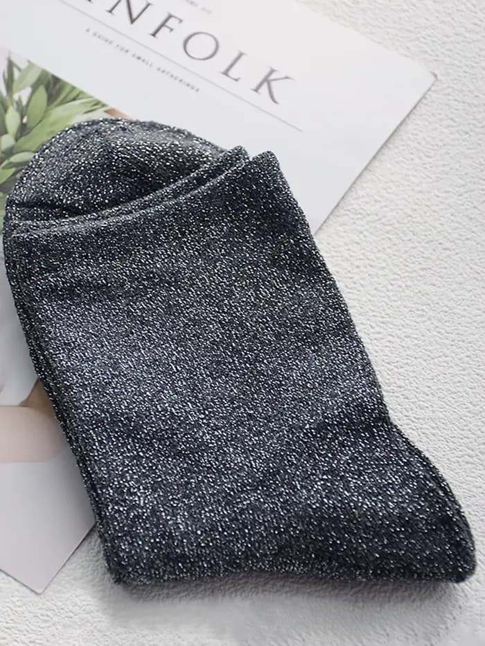 3/5/10/15 paires de chaussettes à paillettes de couleur unie aléatoires