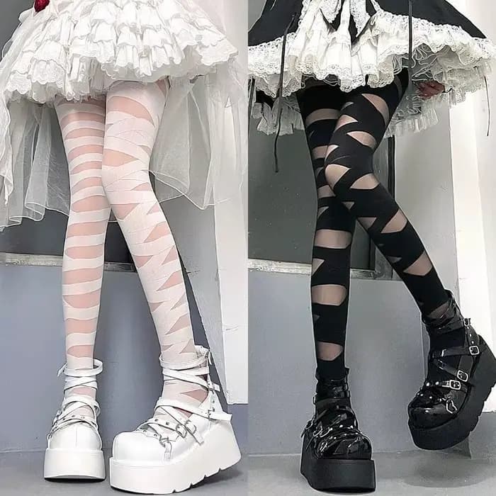 Collants gothiques croisés pour femmes