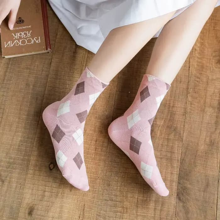 Chaussettes en coton losange pour femmes