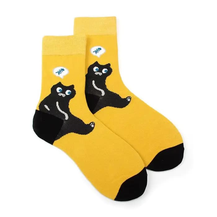 Chaussettes de couple en coton avec des animaux de dessin animé pour hommes et femmes