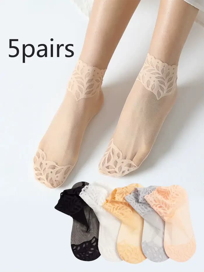 Chaussettes pour femmes printemps et automne bas en soie fine semelle en coton été maille respirante mi Tube