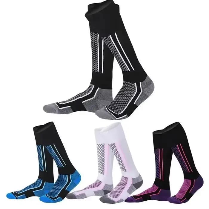 DIZETION 1 paire hiver chaud épaississement bas de Ski chaussettes de randonnée pour femmes hommes enfants en plein air Anti-froid haut bas de sport