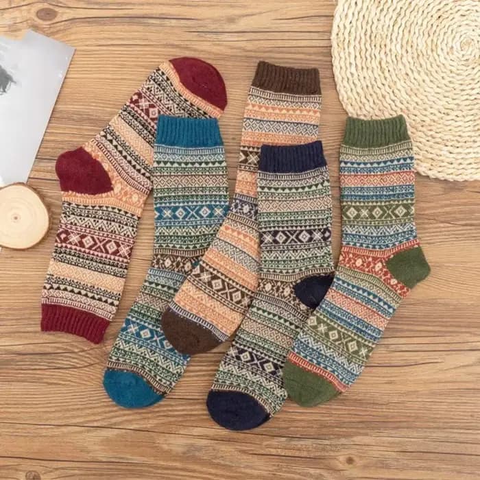 Chaussettes pour hommes rétro ethnique haut Tube Stocks automne hiver épais chaud chaussettes japonais épais Ins chaussettes respirant