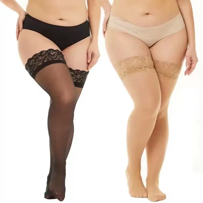 Bas noirs en résille pour femmes, chaussettes longues, chaussettes anti-aldes, dentelle, sexy, grande taille, également pour le sexe