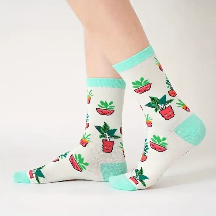Chaussettes fantaisie pour femme en coton