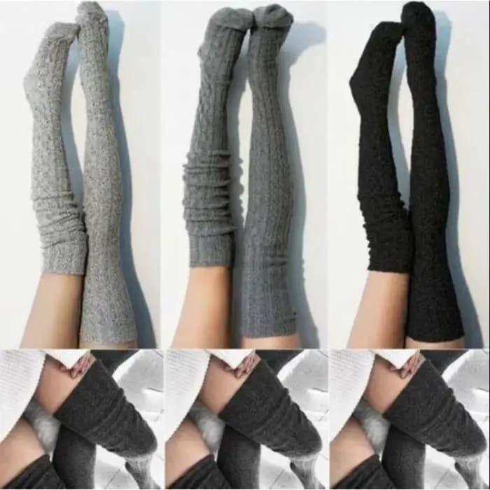 1 3 5 paires de chaussettes thermiques confortables en tricot au dessus du genou pour femmes, chaussettes d'hiver chaudes et élégantes avec matériau épais