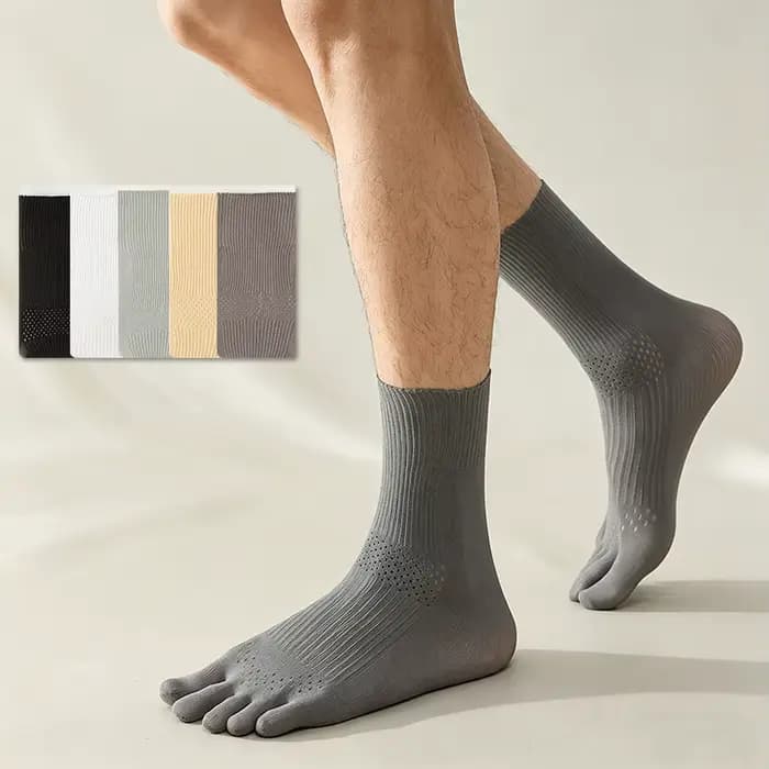 5 paires de chaussettes mi-mollet pour hommes à cinq doigts séparés