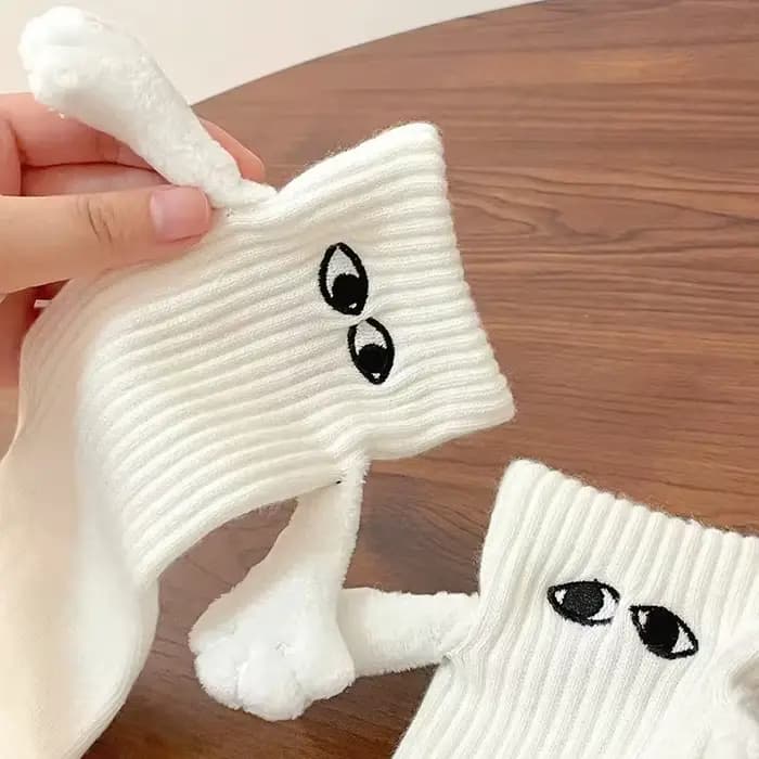 2/4/6/10 paires de chaussettes magnétiques avec mains femmes hommes mode noir blanc drôle mignon dessin animé yeux