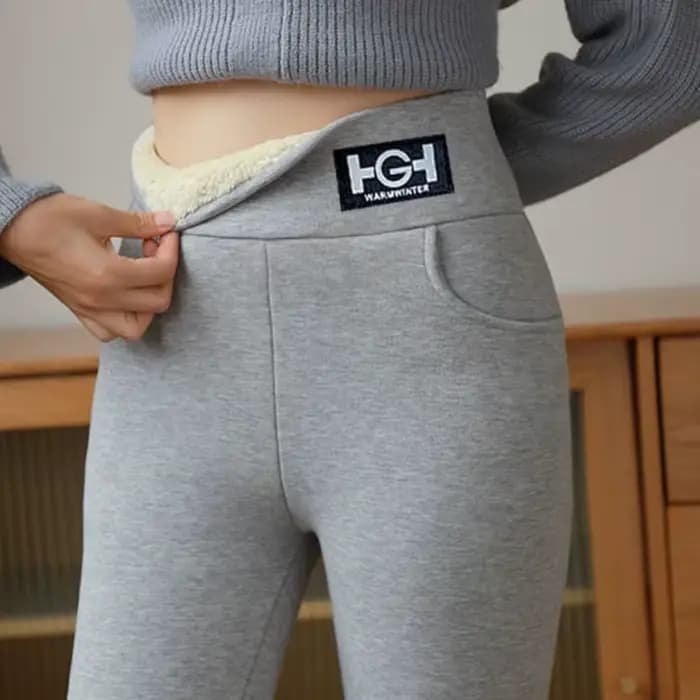 ​ ​ Leggings thermiques doublés en polaire pour femmes, collants chauds d'hiver, ceinture antidérapante, Streetwear d'extérieur, pantalons de Yoga, peluche haute densité ​ ​