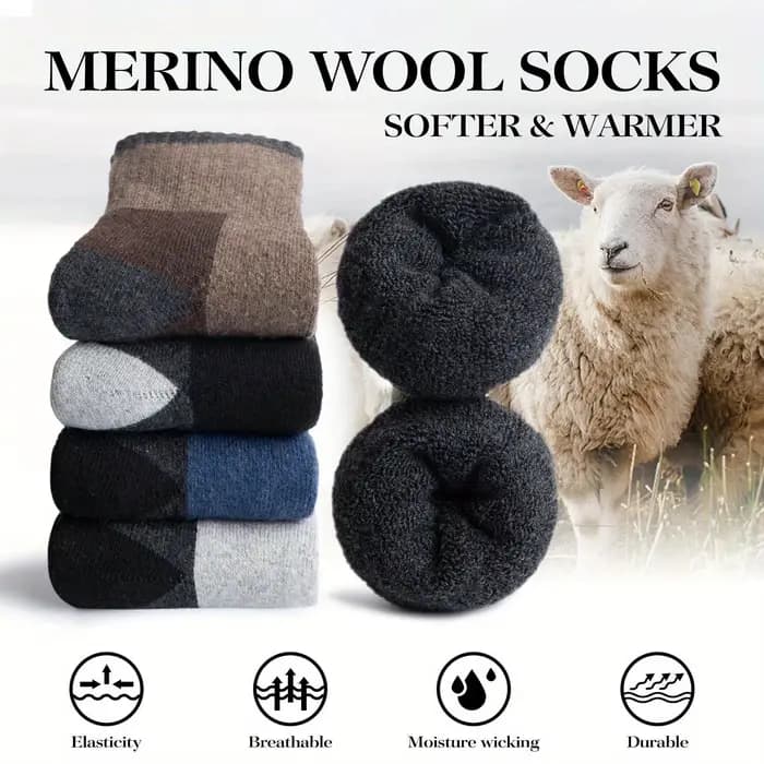 Chaussettes d'hiver en laine mérinos pour hommes et femmes