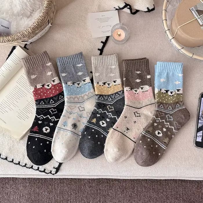 Chaussettes en laine épaisses unisexes mi-mollet